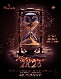 Nouvel An soirée Valenciennes Cuba NOCHE Bar Discotheque NIghtclub New Year Eve Nord Hauts de France Mercredi 31/12/2025
